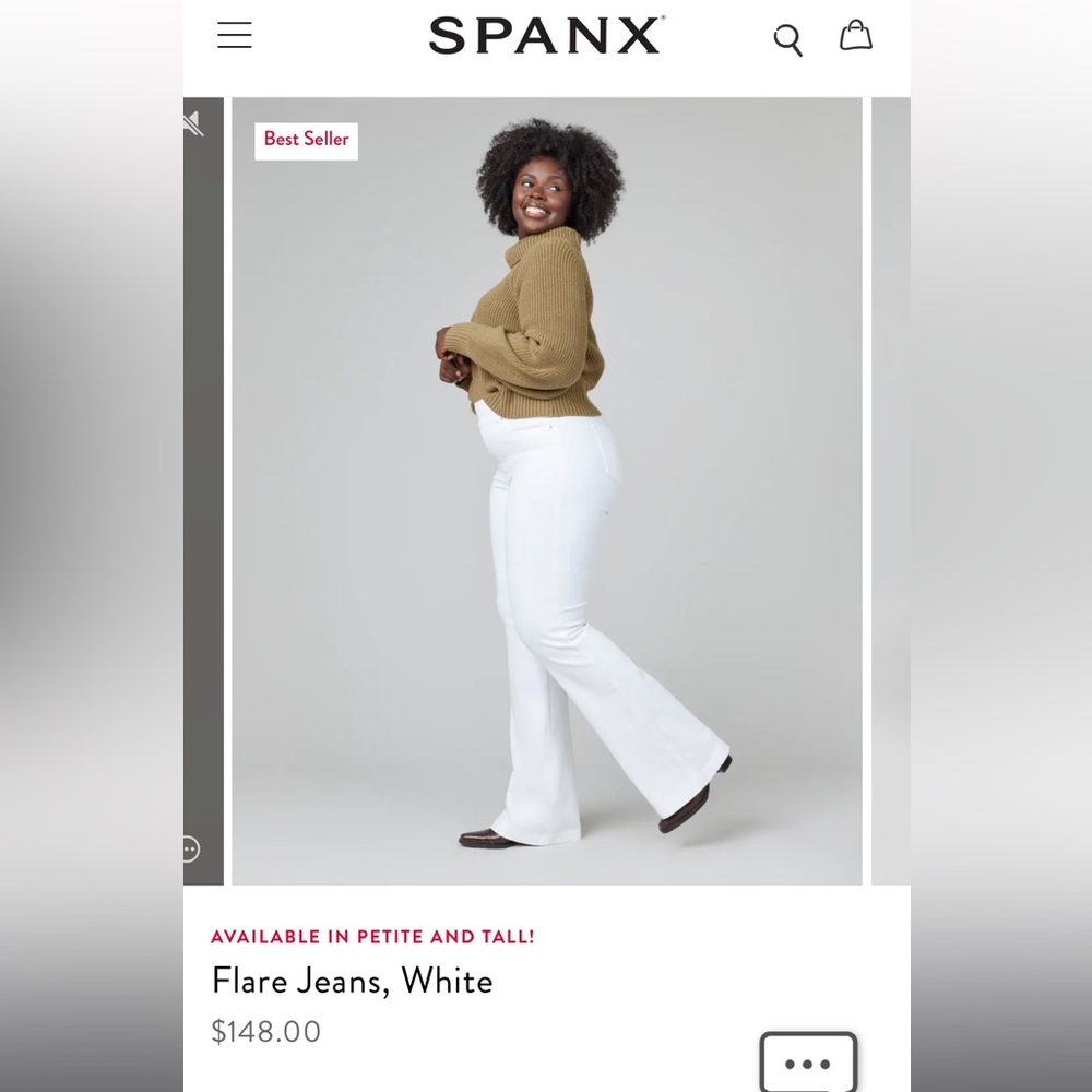 NWOT Spanx Stretchable Flare Jeans in White Size M